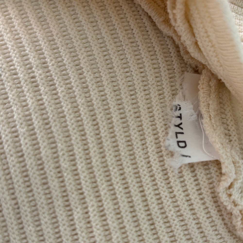 Re_Styld Cream Ribbed Long Sleeve Over-Shirt Top, Size 2 - Picture 8 of 10